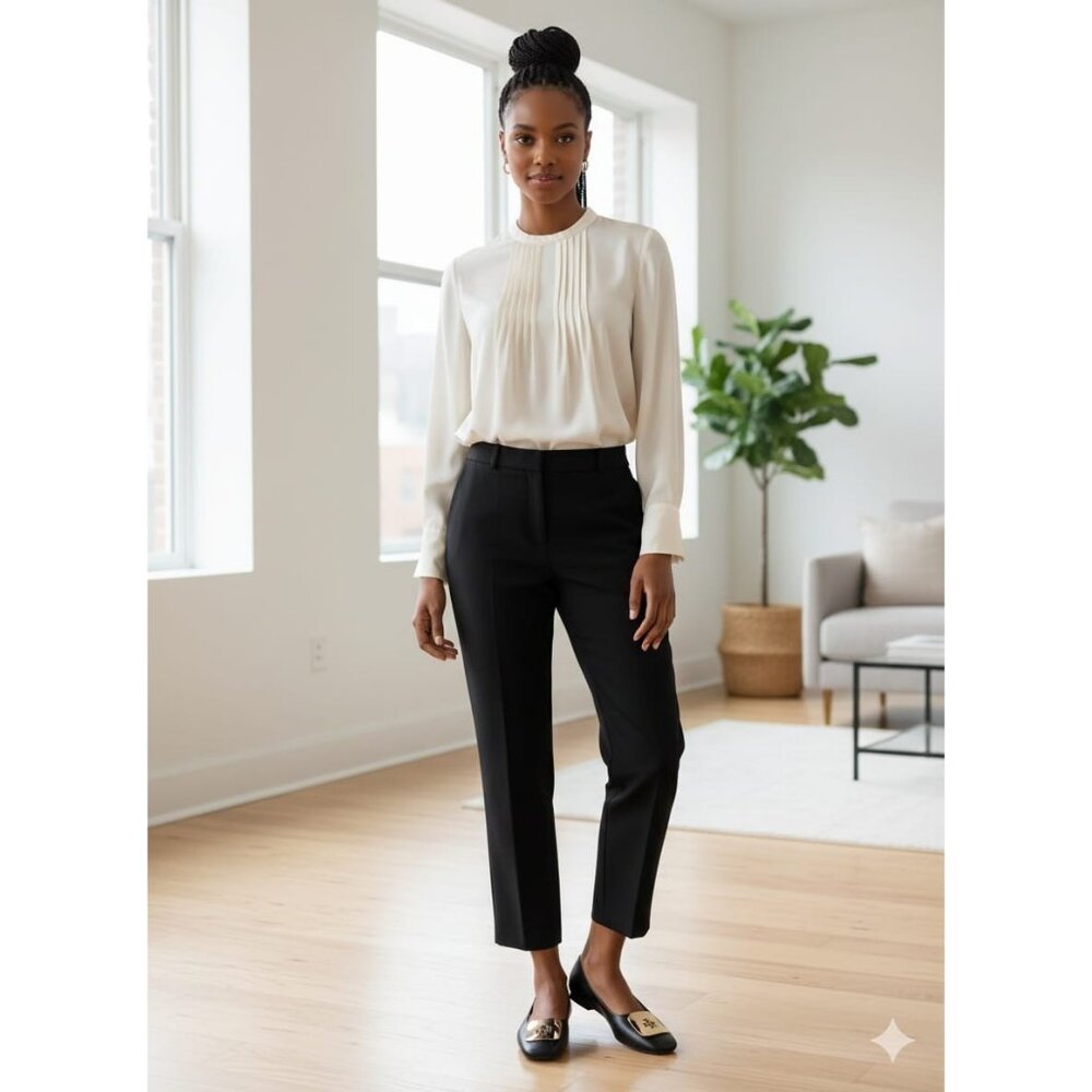 TORY BURCH GEORGIA Ballet Goat Leather Square Toe Flat Shoe Women Size 11 - Picture 3 of 3